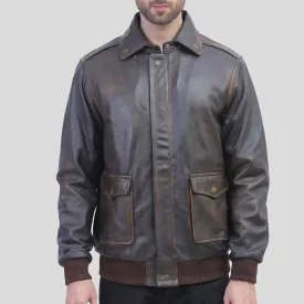 Air Force A2 Leather Flight Bomber Jacket for Men