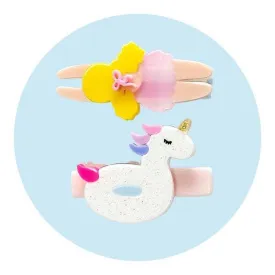 Alligator Hair Clips |Swimming Girl & Unicorn Float | Lilies and Roses NY