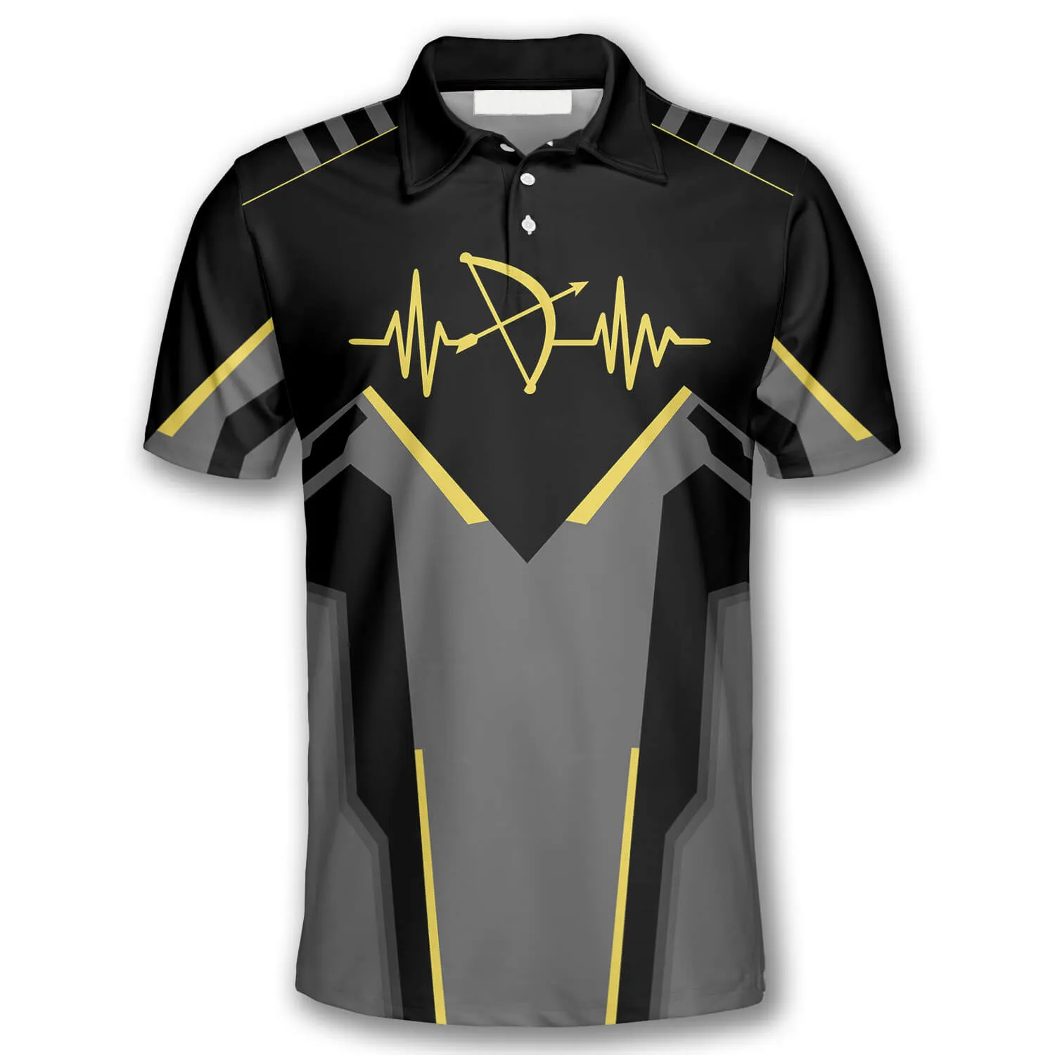 Archery Heart Pulse Line Custom Archery Shirts for Men, Gift for Team Archery, Archery Polo Shirt