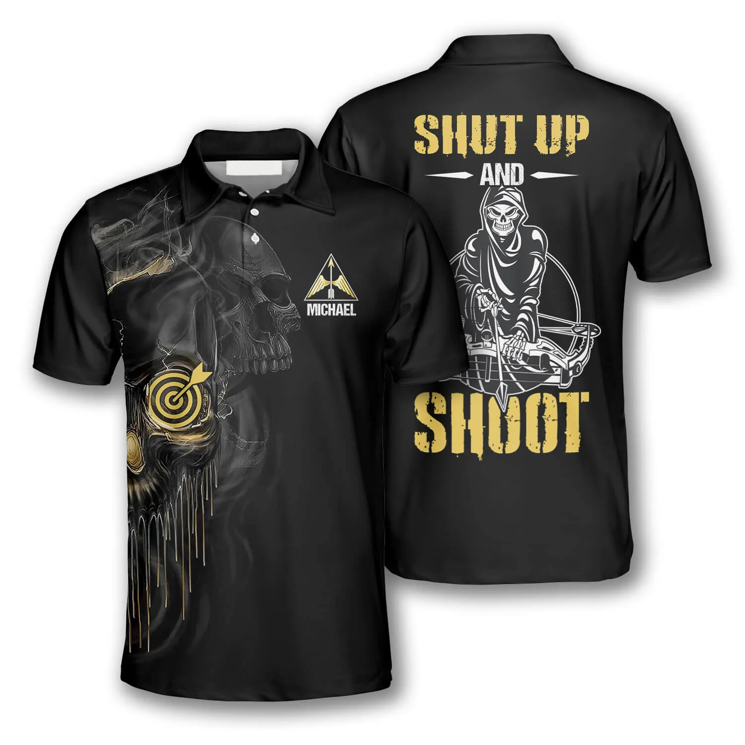 Archery Skull Shut Up and Shoot Custom Archery Shirts for Men, Idea Gift for Archery Lover