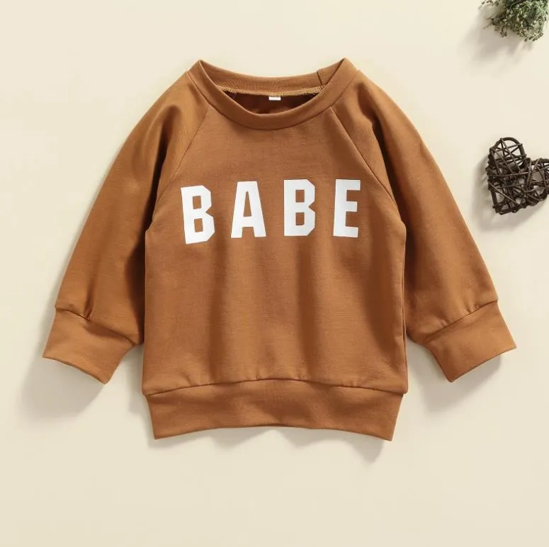 Baby Boys Girls Sweatshirt Tops 0-3Y Letter Printed Long Sleeve Pullover