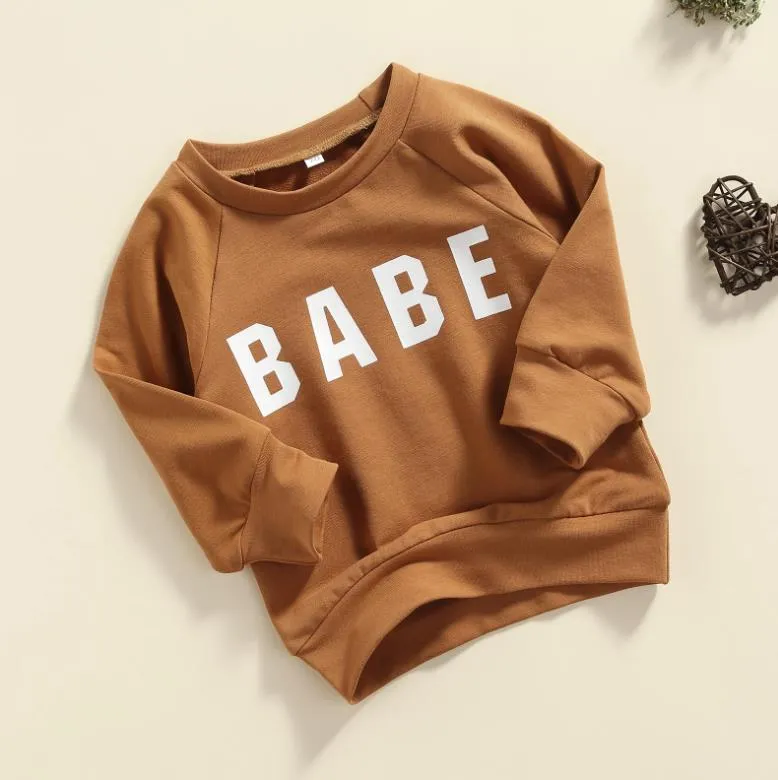 Baby Boys Girls Sweatshirt Tops 0-3Y Letter Printed Long Sleeve Pullover