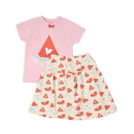 Baby Girl Skirt & T-shirt with Watermelon Print