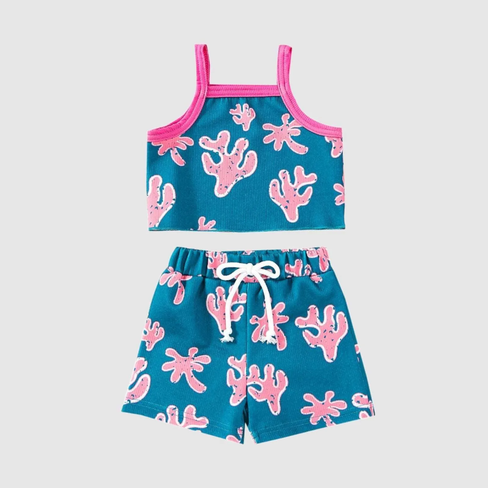 Baby Girl Striped Colorful Sleeveless Top and Shorts Outfit Set