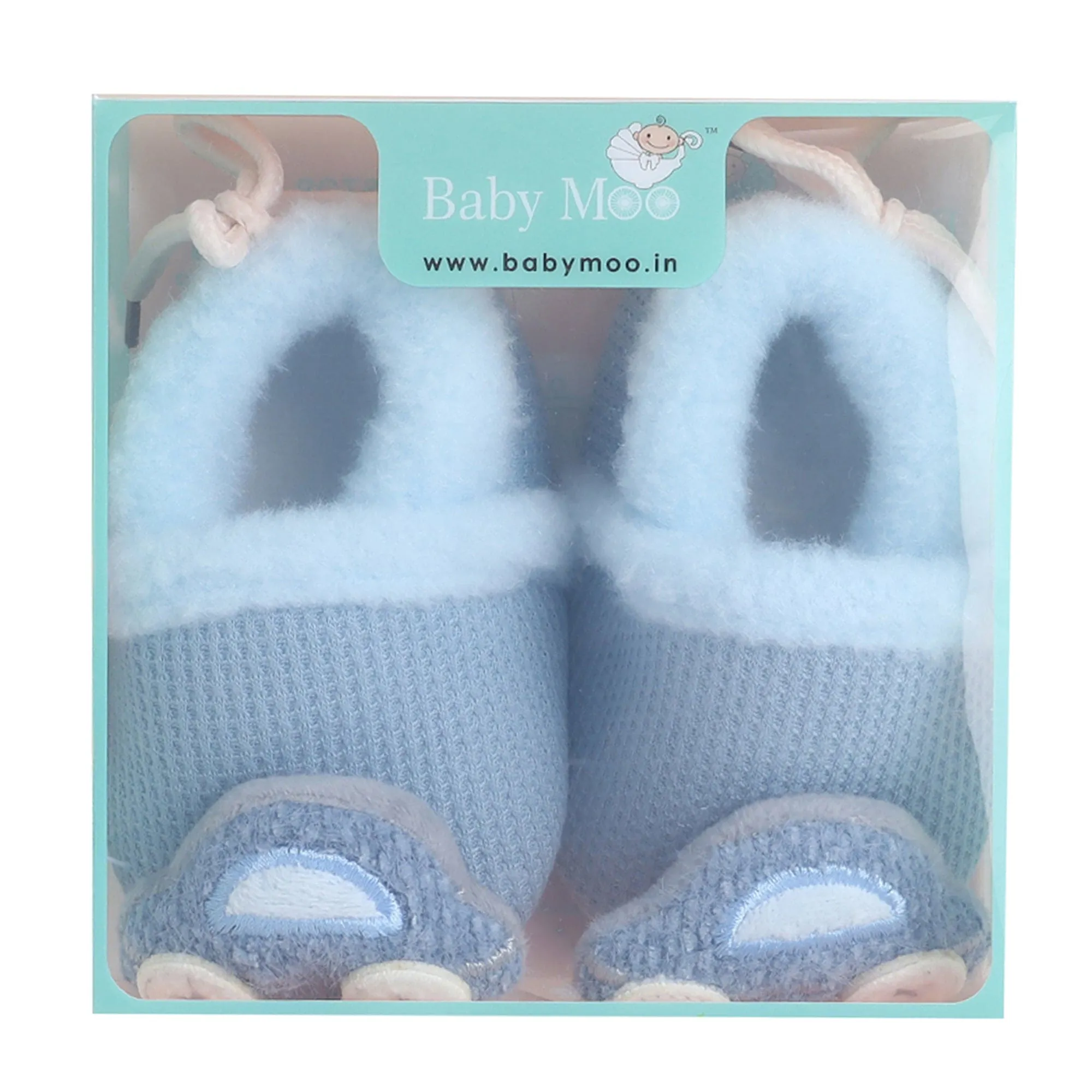 Baby Moo 3D Car Soft Slip-On Anti-Skid Plush Warm Booties - Blue