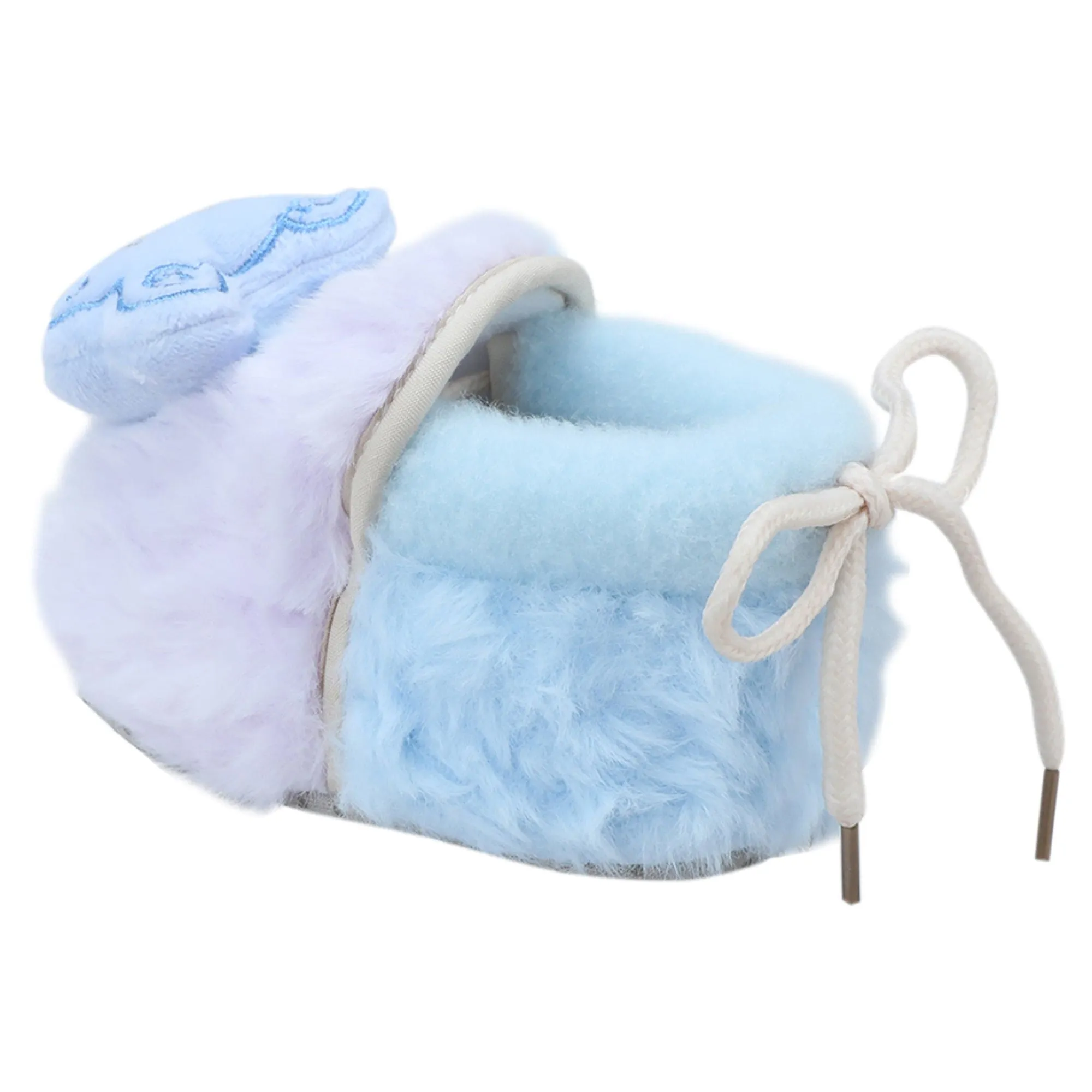 Baby Moo 3D Cute Teddy Soft Slip-On Anti-Skid Plush Warm Booties - Blue