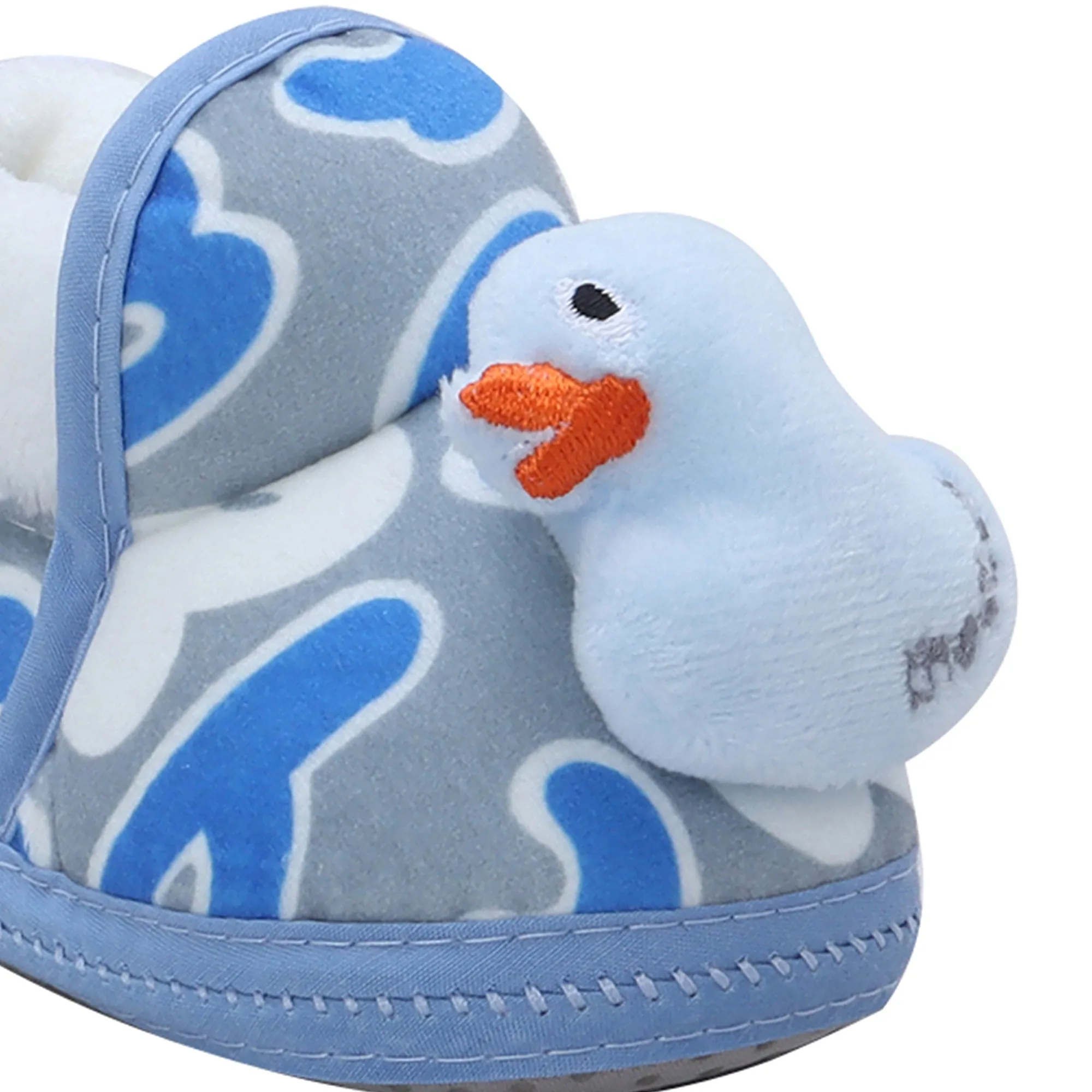 Baby Moo 3D Ducky Duck Soft Slip-On Anti-Skid Plush Warm Booties - Blue