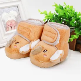 Baby Moo 3D Elephant Cozy Soft Velcro Furry Booties - Orange