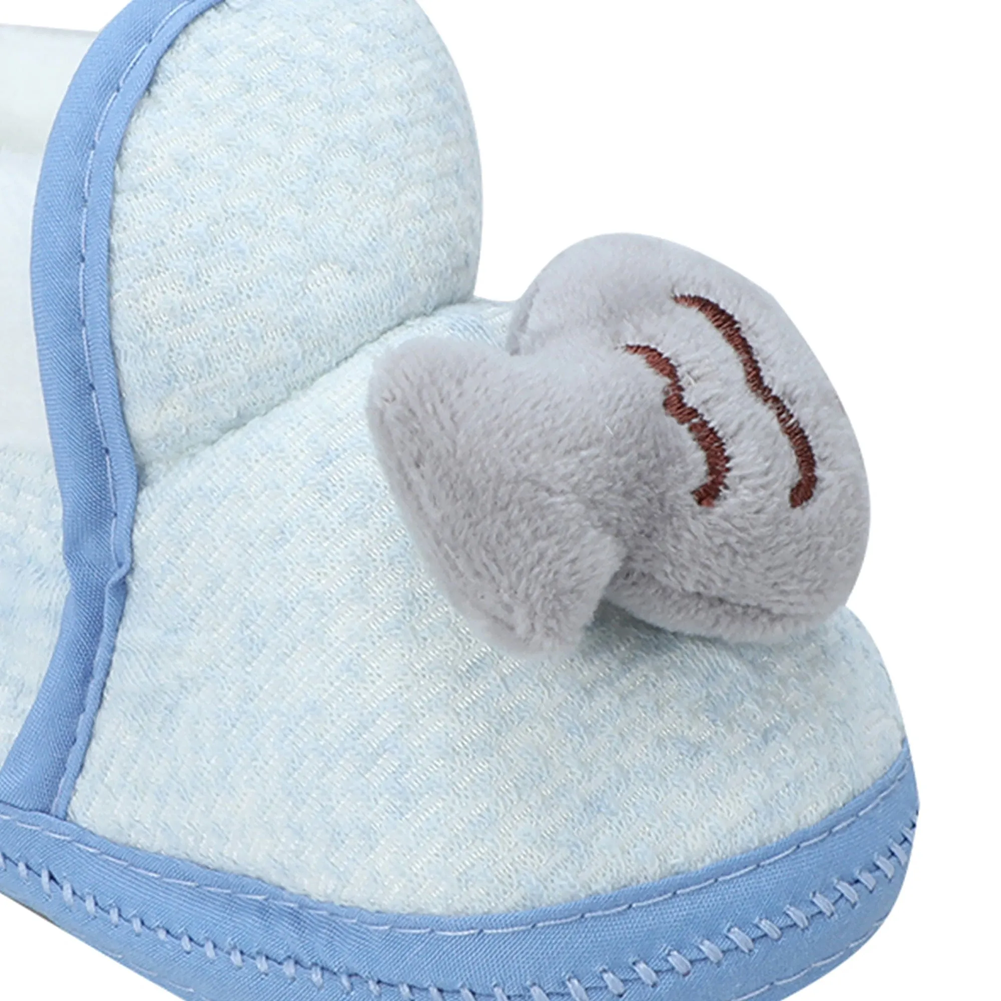 Baby Moo 3D Fish Soft Slip-On Anti-Skid Plush Warm Booties - Blue, Grey