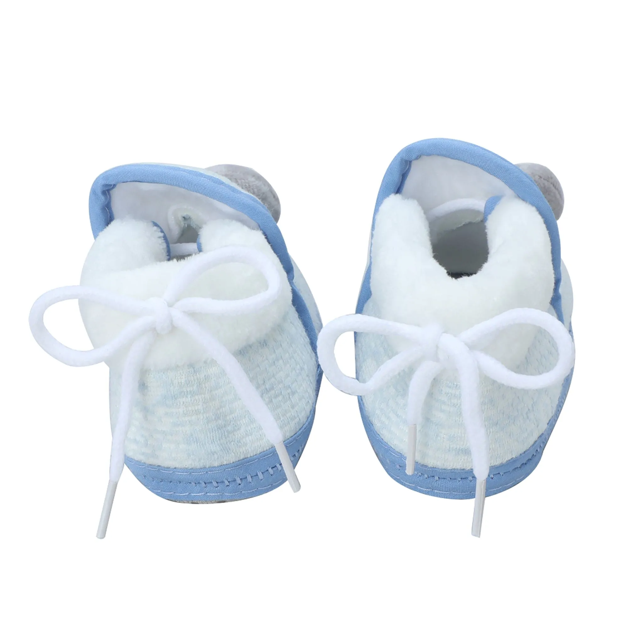 Baby Moo 3D Fish Soft Slip-On Anti-Skid Plush Warm Booties - Blue, Grey