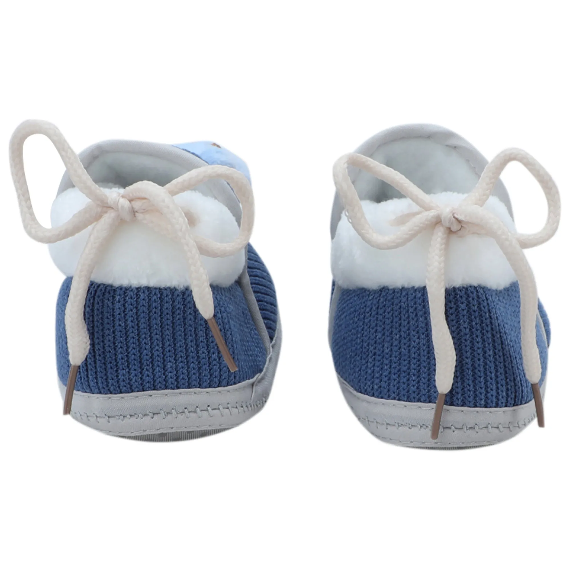 Baby Moo 3D Kitty Ribbed Soft Slip-On Anti-Skid Plush Warm Booties - Blue