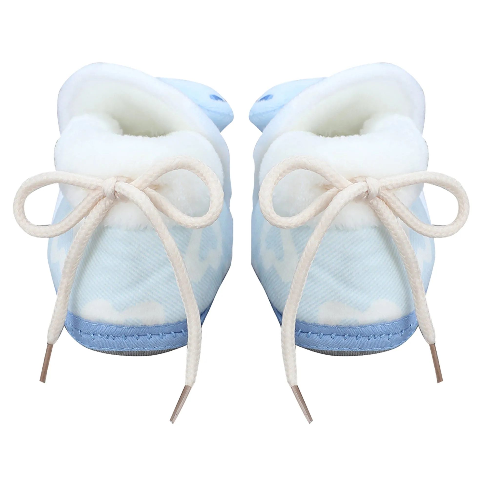 Baby Moo 3D Teddy Buddy Soft Slip-On Anti-Skid Plush Warm Booties - Blue