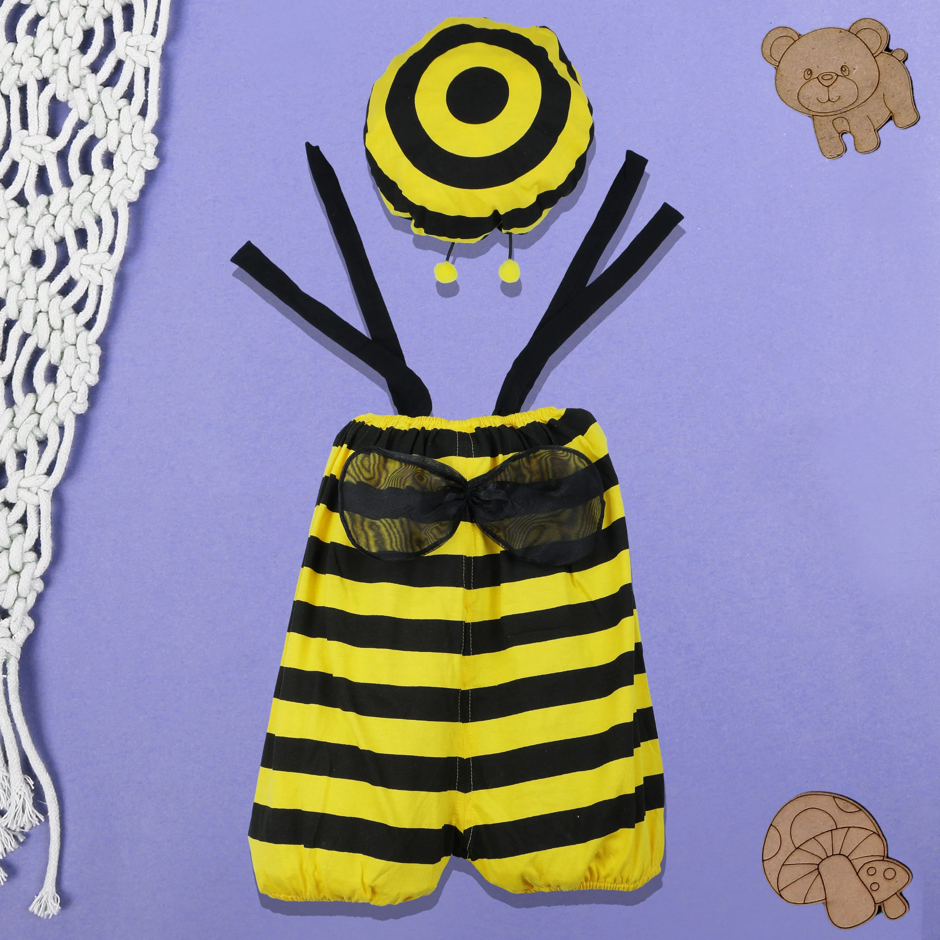 Baby Moo Bumble Bee Costume 2pcs Cap And Fancy Dress - Yellow