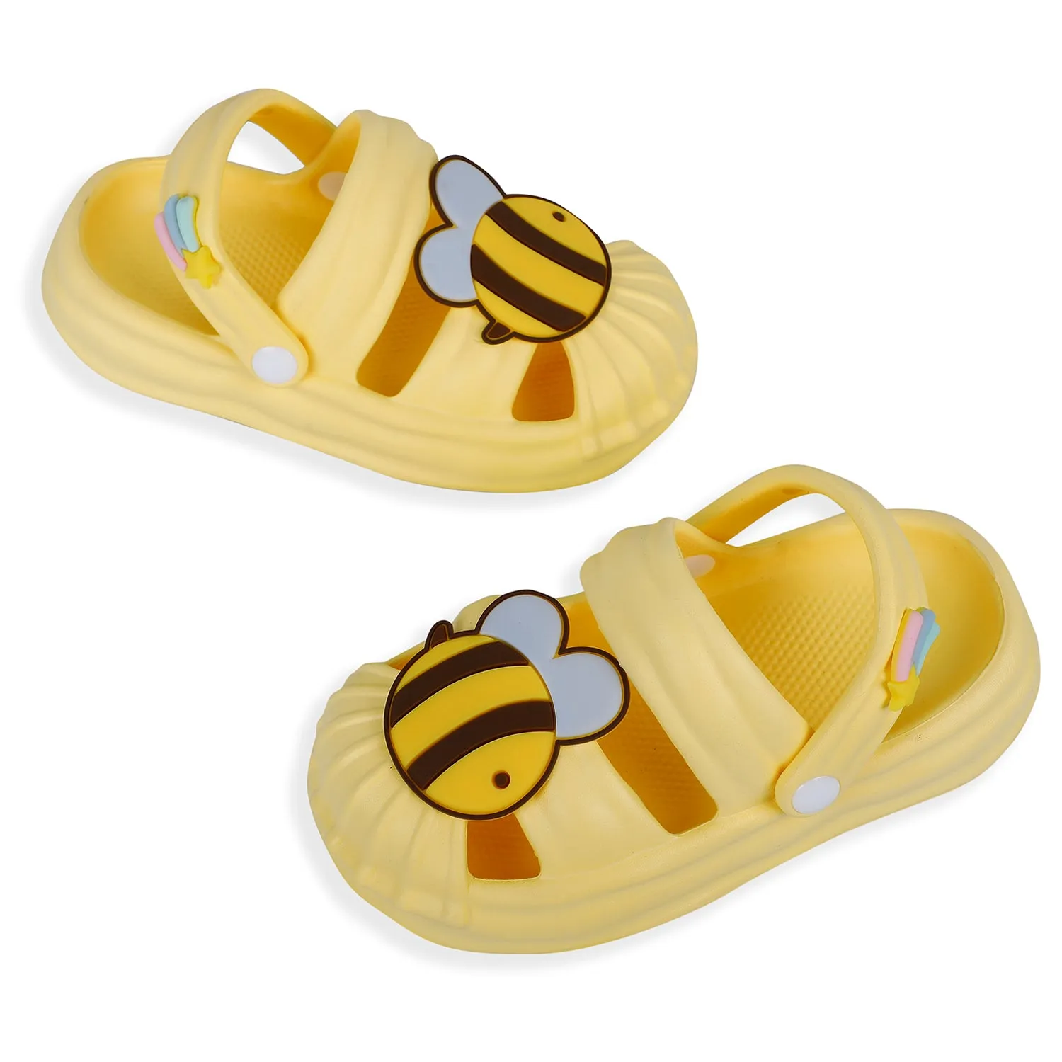 Baby Moo Buzzing Bee Applique Waterproof Anti-Skid Sling Back Clogs - Yellow