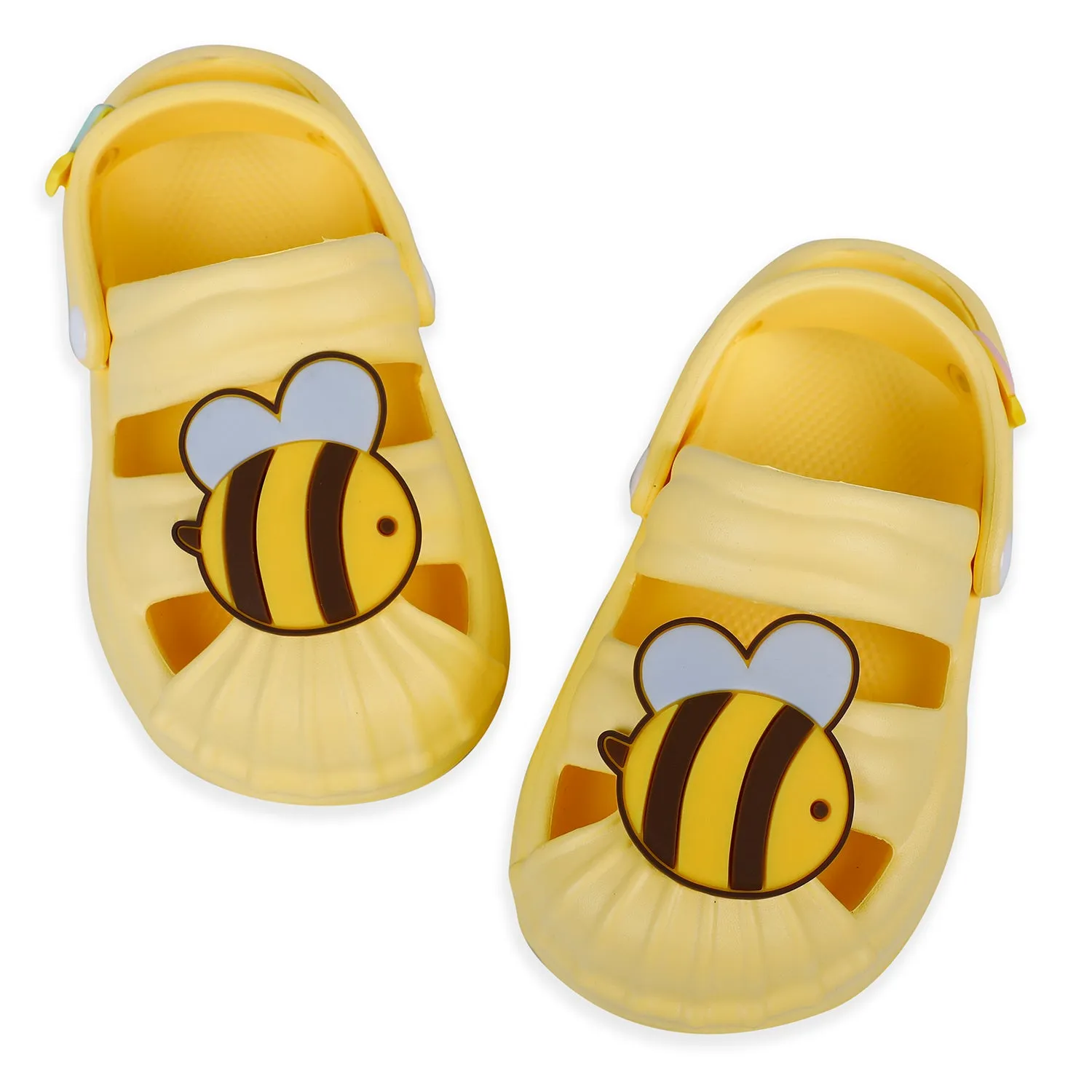 Baby Moo Buzzing Bee Applique Waterproof Anti-Skid Sling Back Clogs - Yellow