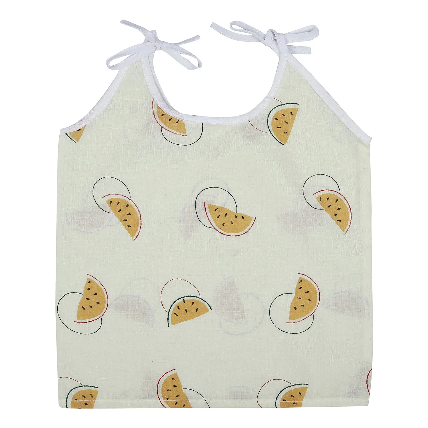 Baby Moo Car And Nature Theme Round Neck Sleeveless Tie Knot Cotton Jhablas 5 Pcs - Yellow, Multicolour