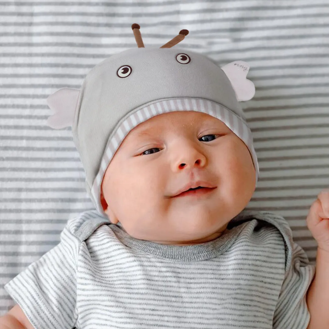 Baby Moo Cartoon Face 3D Ear Cap - Grey