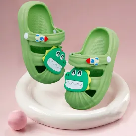 Baby Moo Crocodile Applique Waterproof Anti-Skid Sling Back Clogs - Green