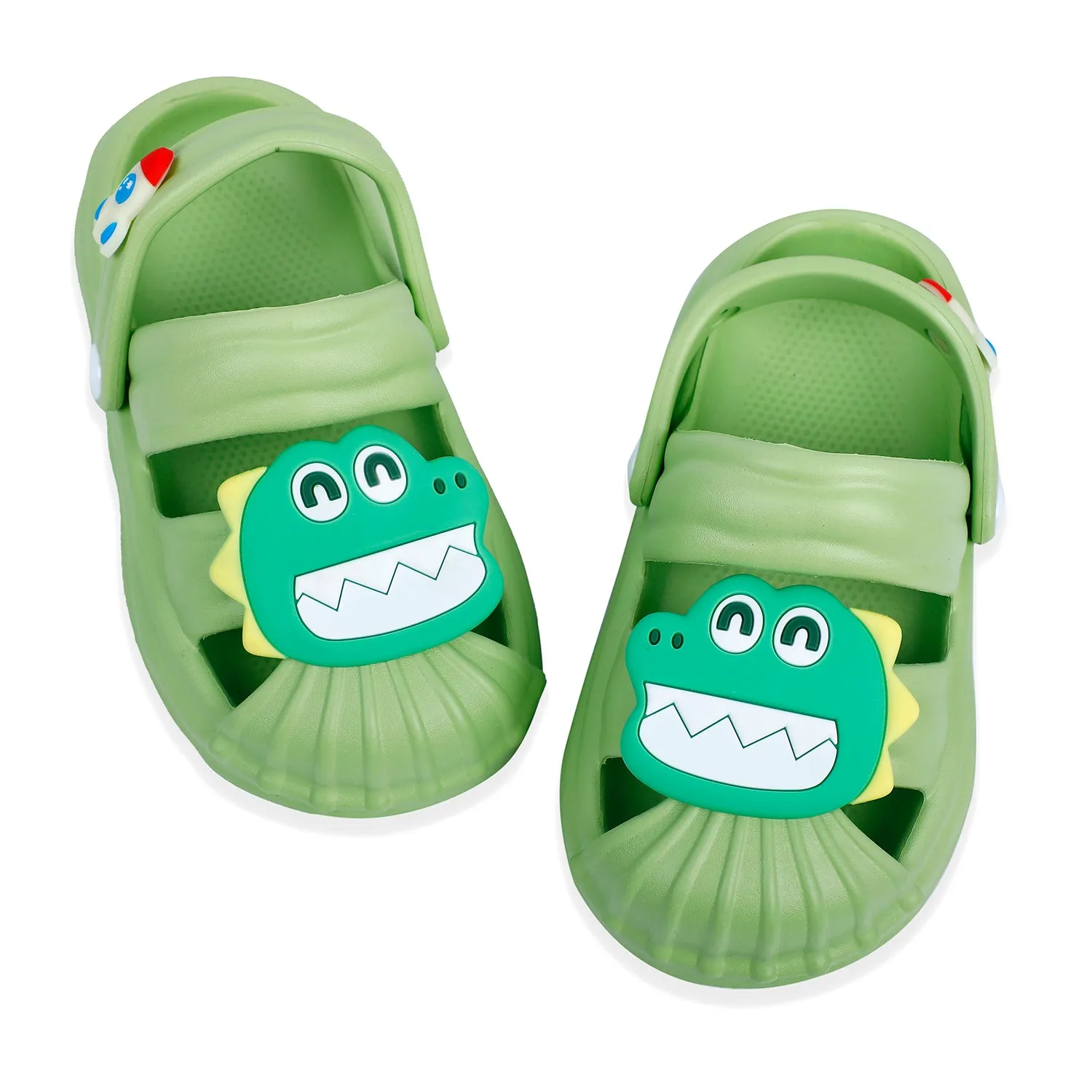 Baby Moo Crocodile Applique Waterproof Anti-Skid Sling Back Clogs - Green