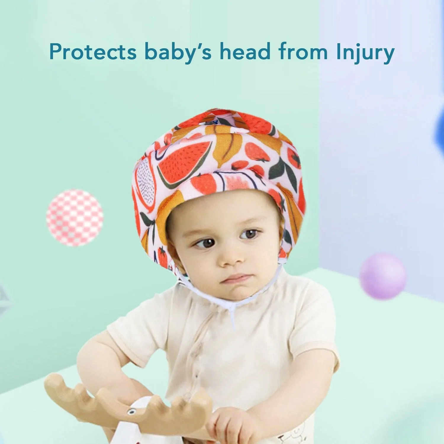 Baby Moo Fruity Fun Head Protection Adjustable Cushioned Safety Helmet - Orange