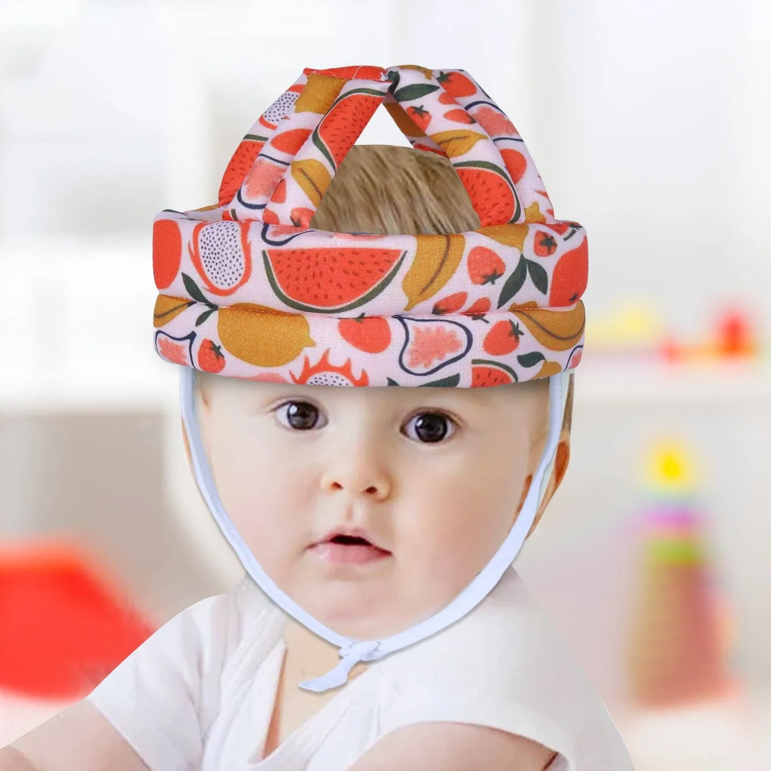 Baby Moo Fruity Fun Head Protection Adjustable Cushioned Safety Helmet - Orange