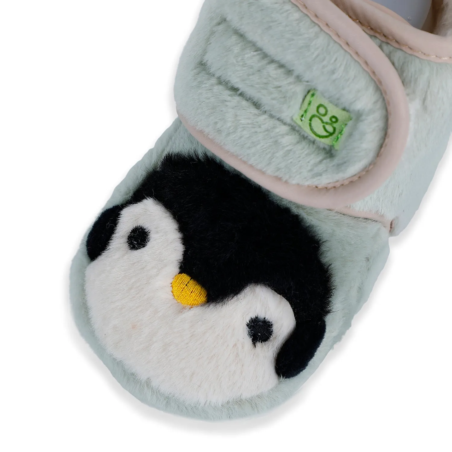 Baby Moo Penguin Warm Veclro Strap Fur Booties - Green