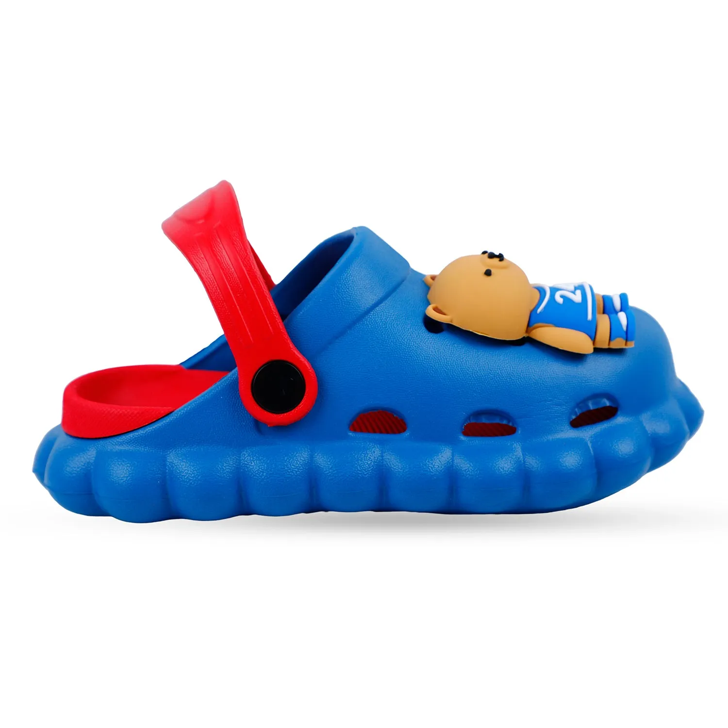 Baby Moo Sporty Bear Applique Waterproof Anti-Skid Sling Back Clogs - Blue