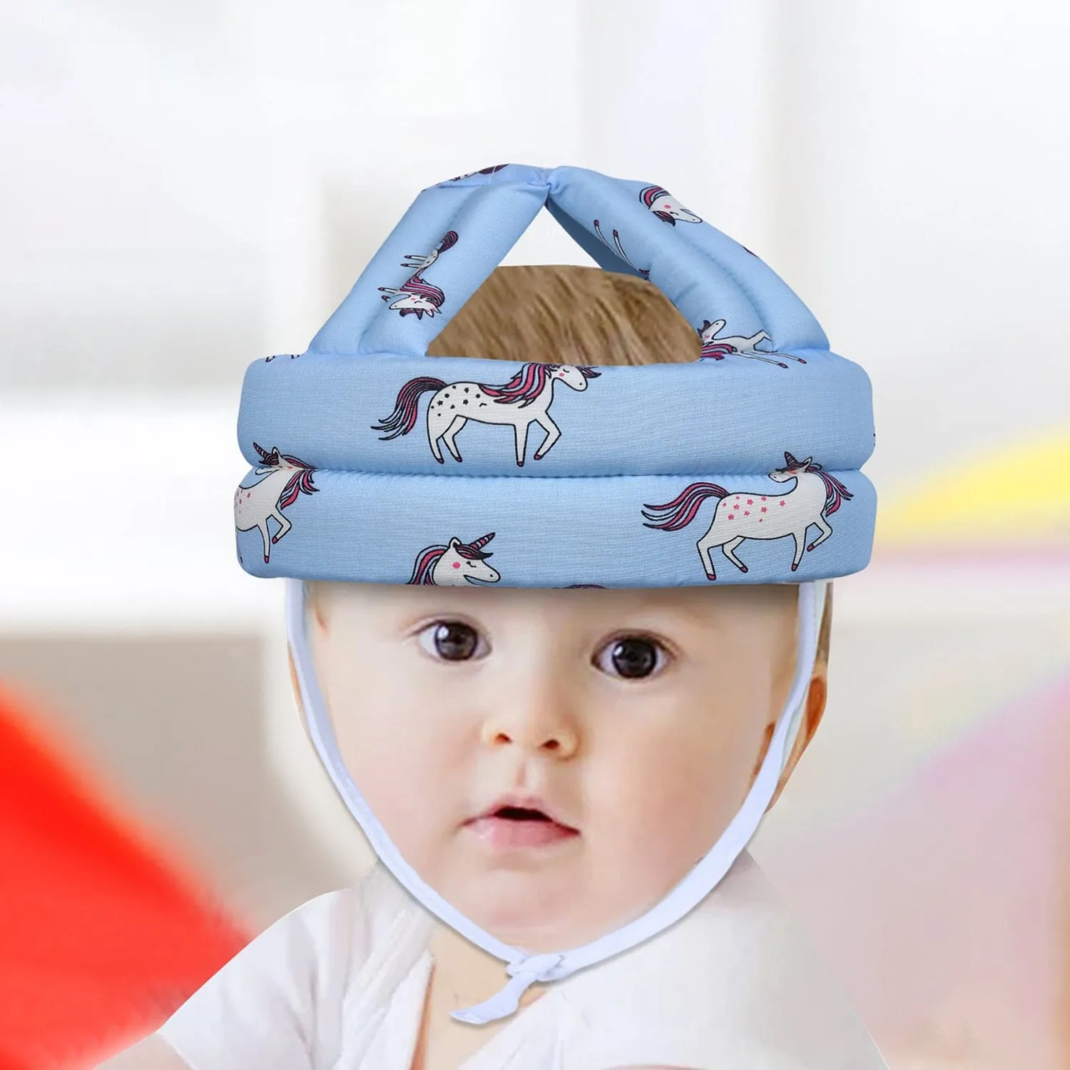 Baby Moo Unicorn Head Protection Adjustable Cushioned Safety Helmet - Blue