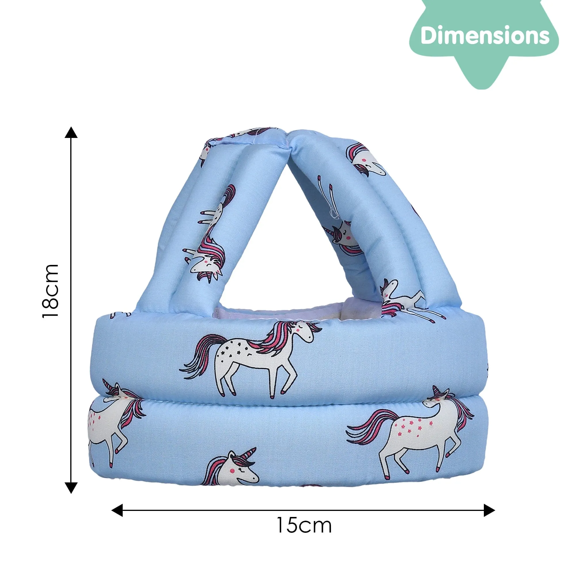 Baby Moo Unicorn Head Protection Adjustable Cushioned Safety Helmet - Blue