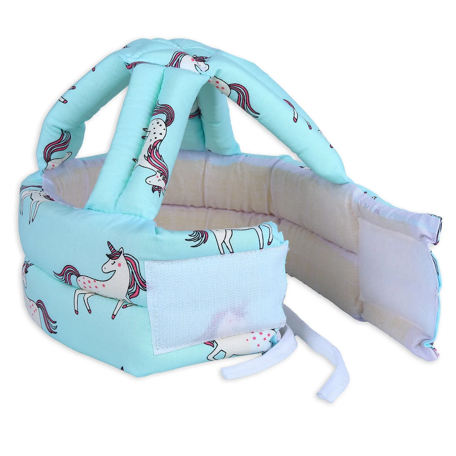 Baby Moo Unicorn Head Protection Adjustable Cushioned Safety Helmet - Turquoise