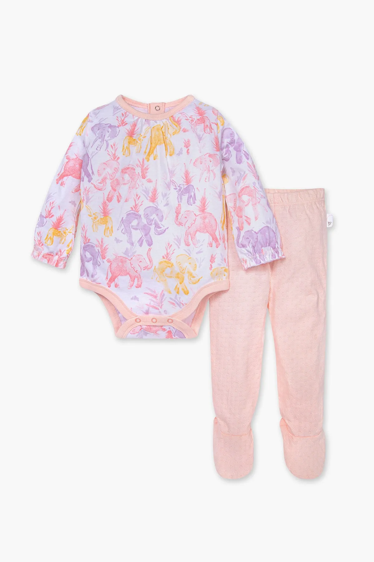 Baby Onesie Burt's Bees Ello Elephant 2-Piece Girls Set