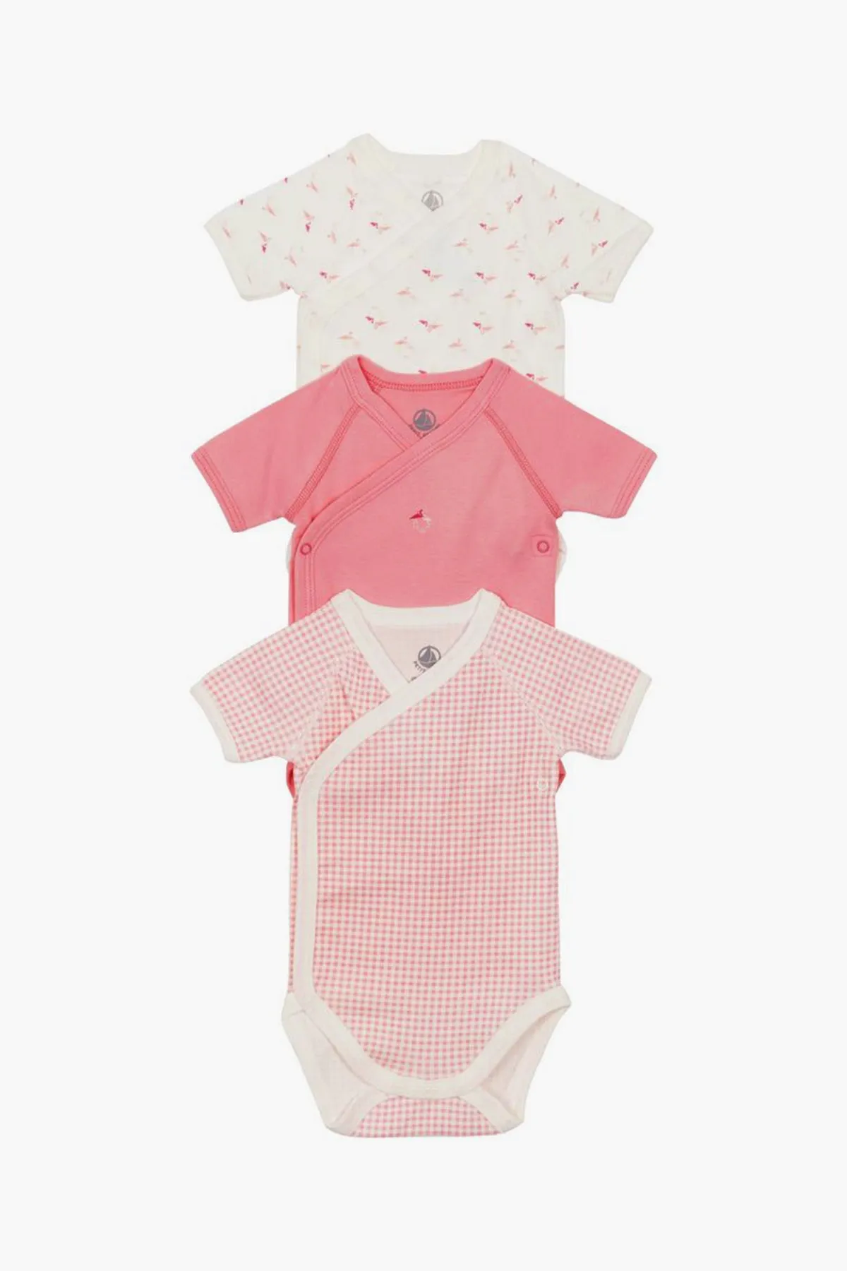 Baby Onesie Petit Bateau 3-Pack Short Sleeve - Pink