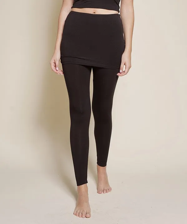 Bamboo Skirted Legging - Black