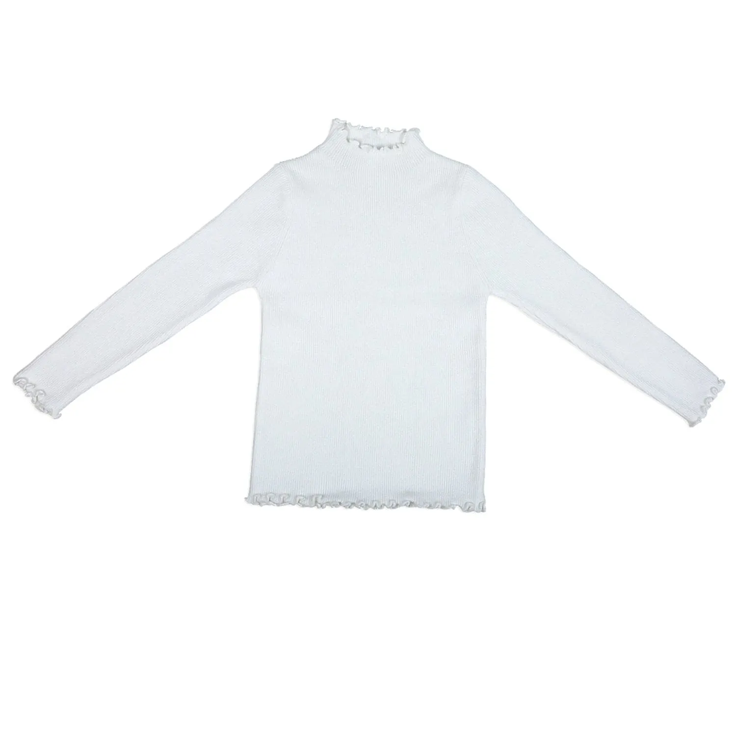 Basic Ribbed Premium Full Sleeves Knitted Kids Sweater - White