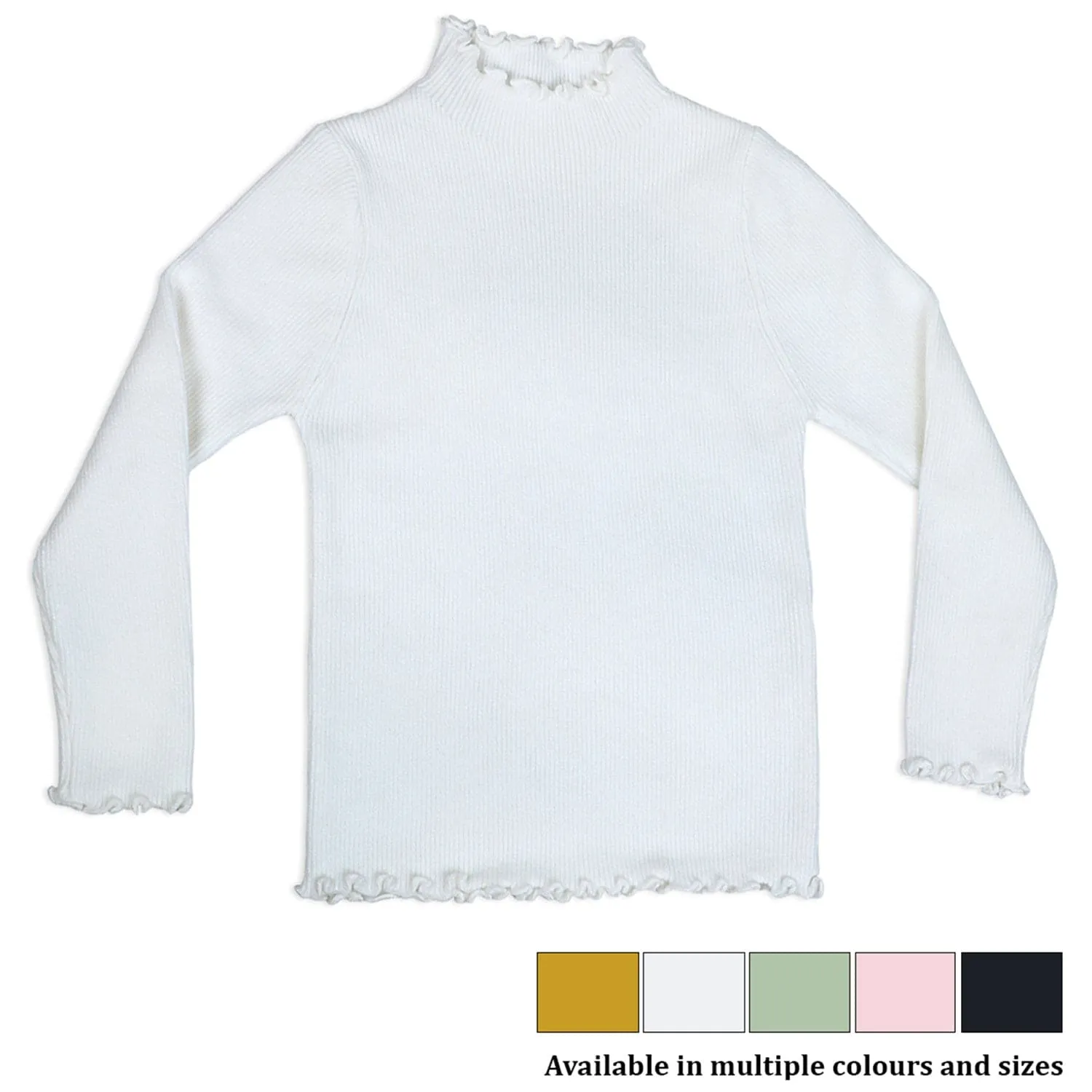 Basic Ribbed Premium Full Sleeves Knitted Kids Sweater - White