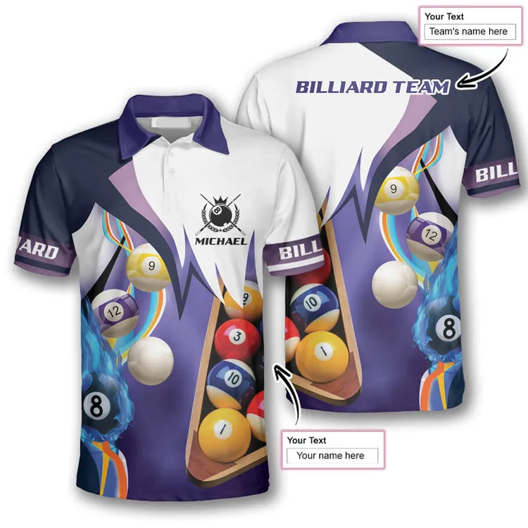 Billiard Purple Custom Billiard Shirts for Men, Custom Billiard ball for Team, Men's Billiard Polo Shirts