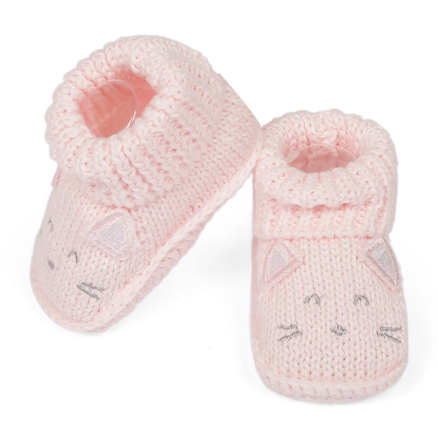 Blushing Kitty Newborn Crochet Socks Booties - Pink