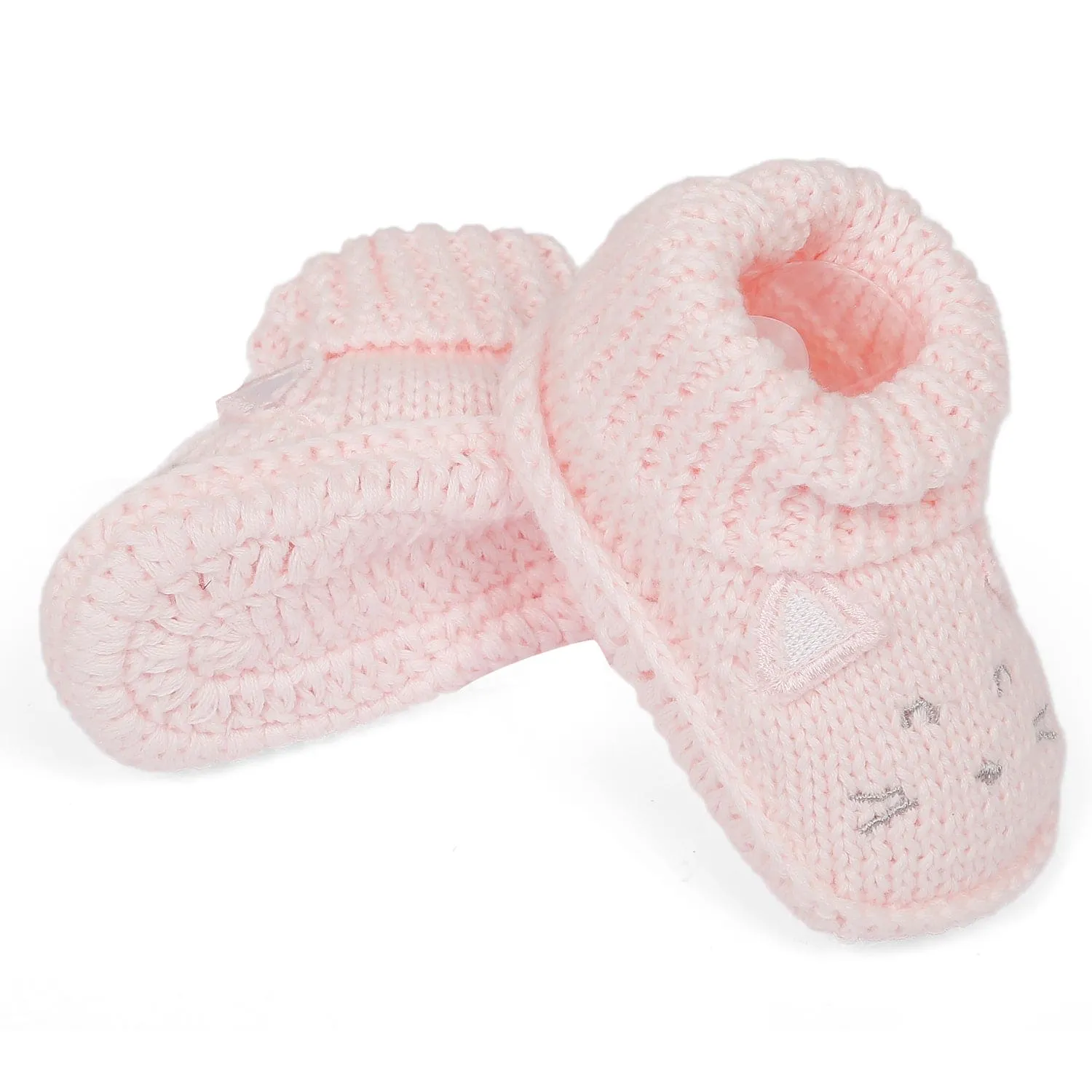 Blushing Kitty Newborn Crochet Socks Booties - Pink