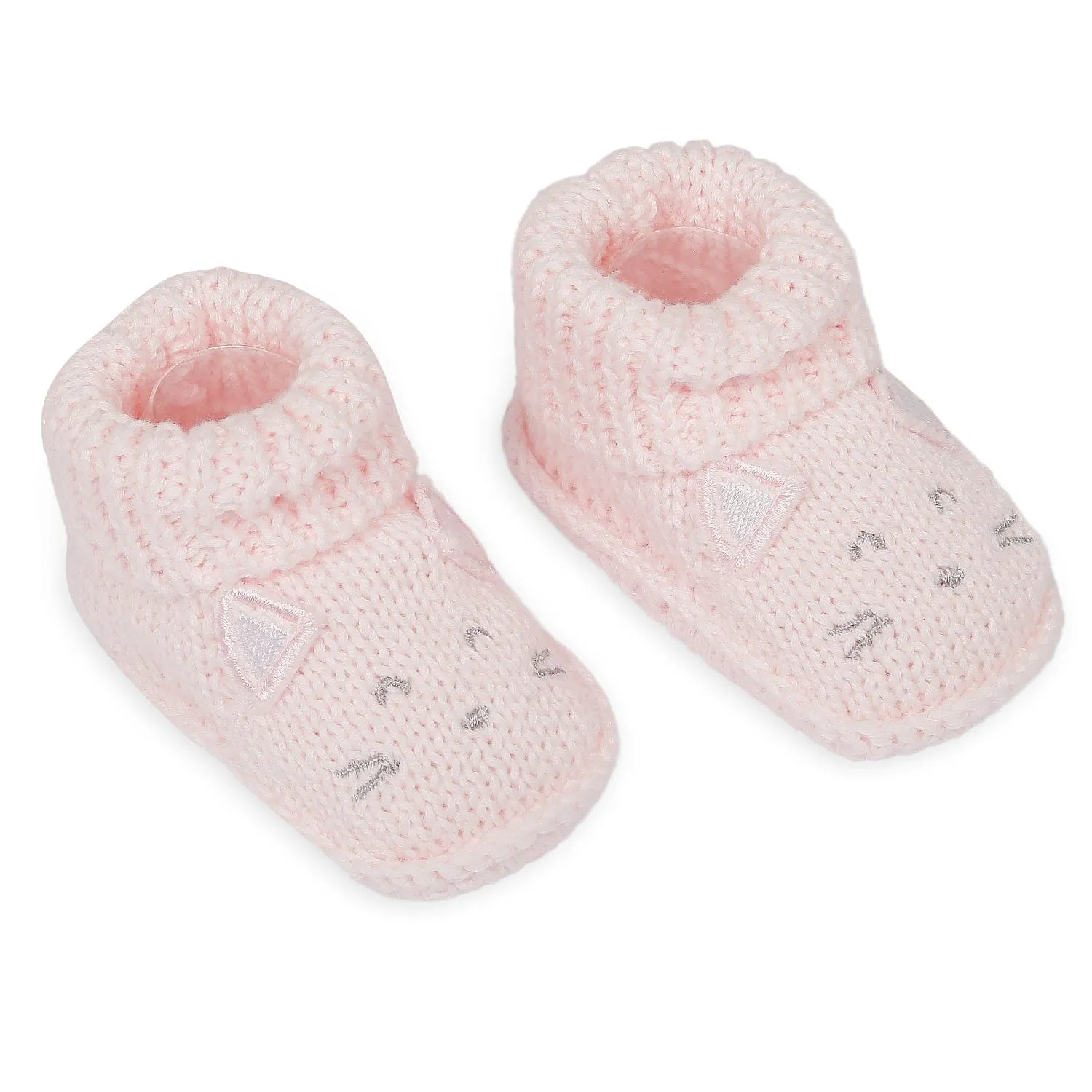 Blushing Kitty Newborn Crochet Socks Booties - Pink