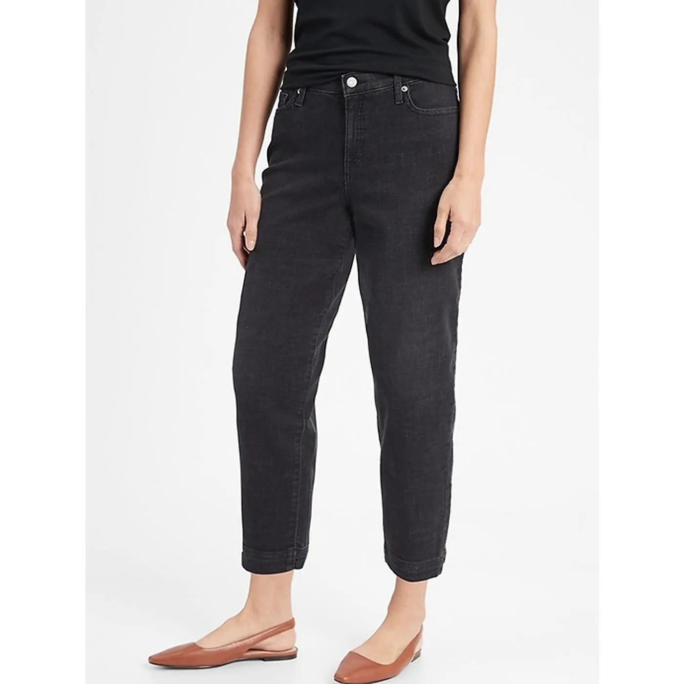 BR High Rise Black Barrel Jeans