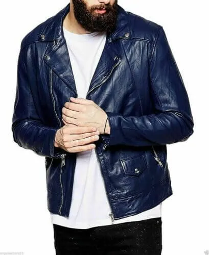 Brand New Men Motorcycle Genuine Lambskin Leather Jacket Slim fit Biker jacket