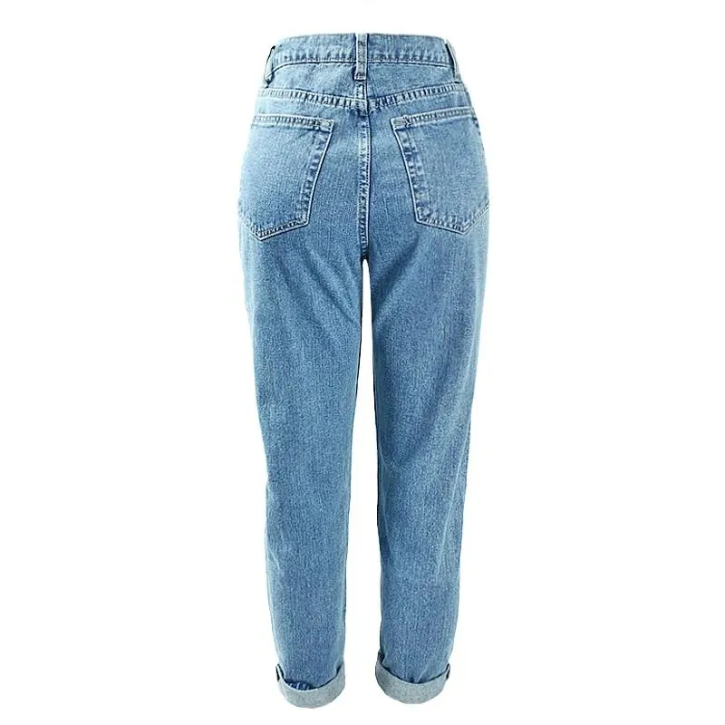 Cotton Vintage High Waist Mom Straight Jean