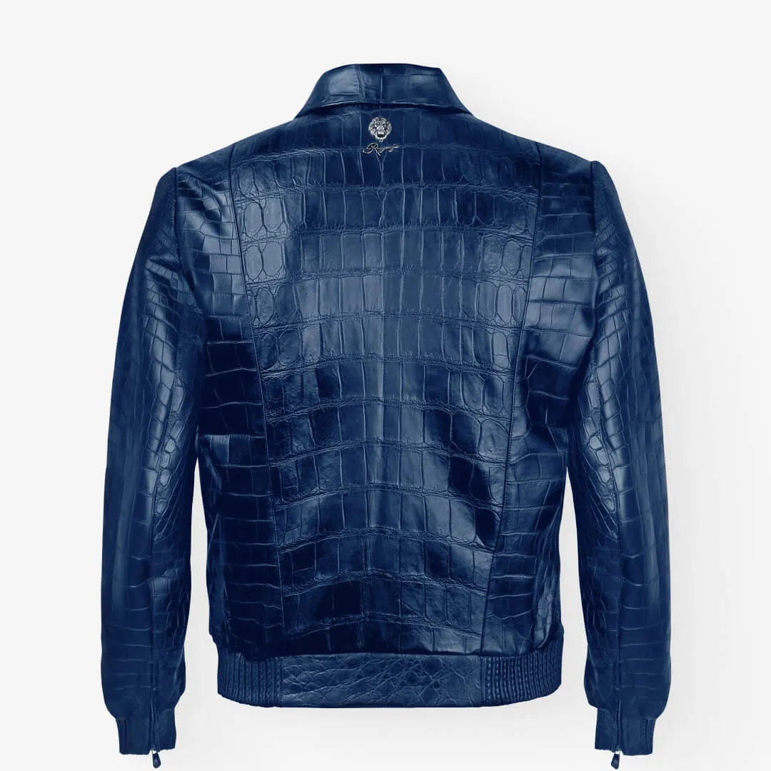 Crocodile Leather Harrington Jacket With Silk Lining