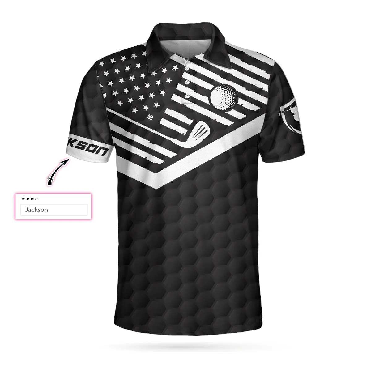 Customized Black American Flag Men Golf Shirt, Your Hole Is My Goal Custom Polo Shirt, Golfer Shirts Coolspod