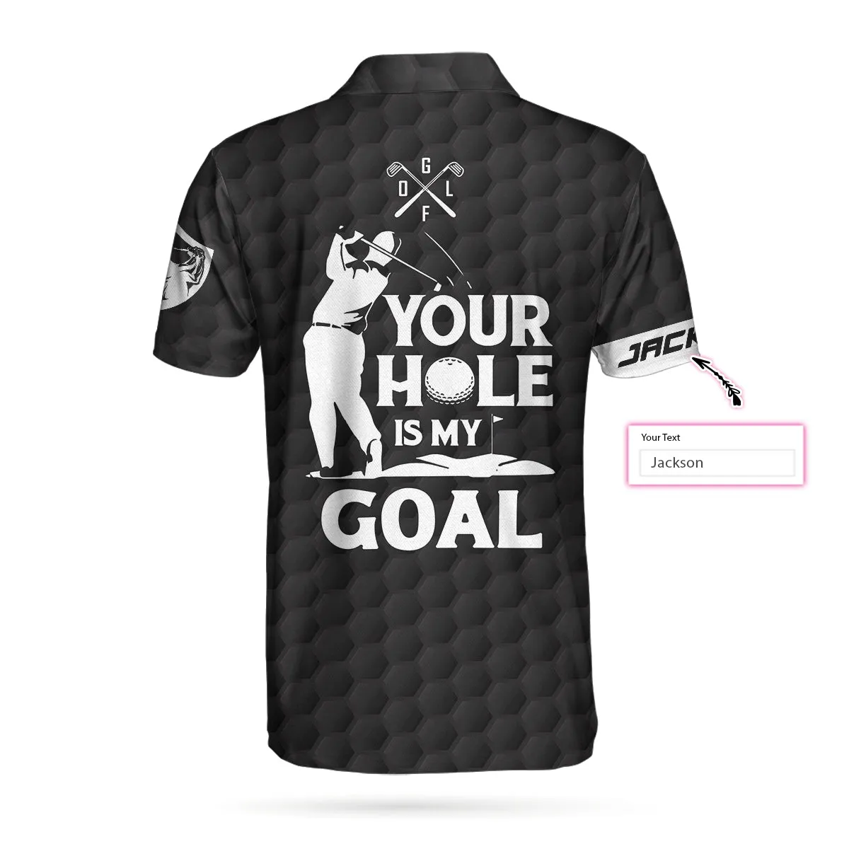 Customized Black American Flag Men Golf Shirt, Your Hole Is My Goal Custom Polo Shirt, Golfer Shirts Coolspod