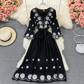 Cute A line embroidered dress   S111