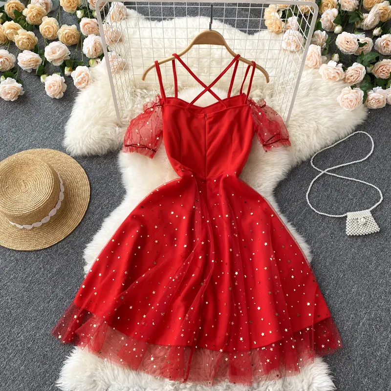 Cute A line tulle short dress fashion dress    S448