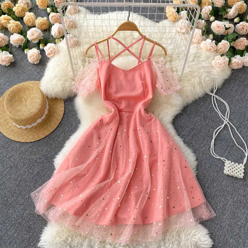 Cute A line tulle short dress fashion dress    S448