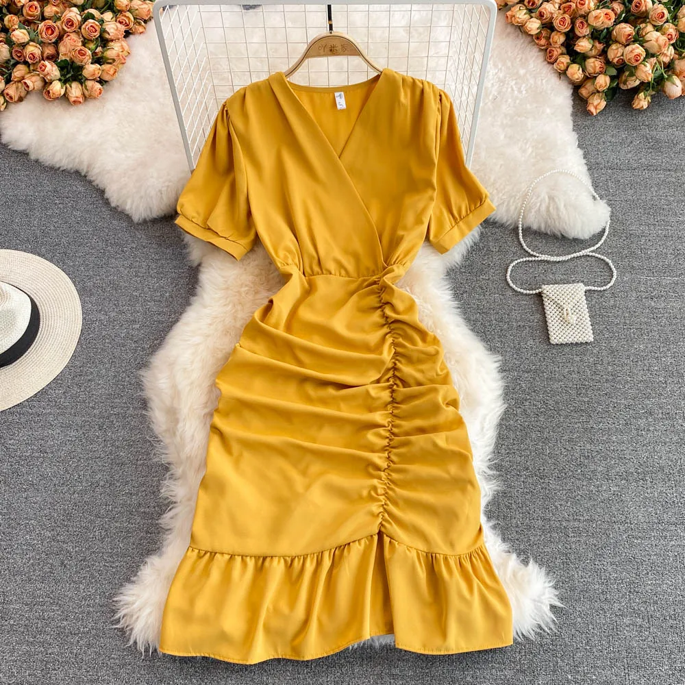 Cute v neck short dress fashion dress      S473