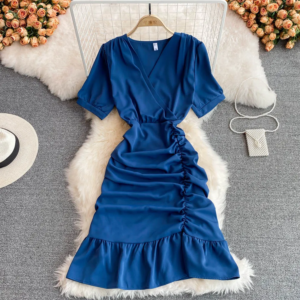 Cute v neck short dress fashion dress      S473